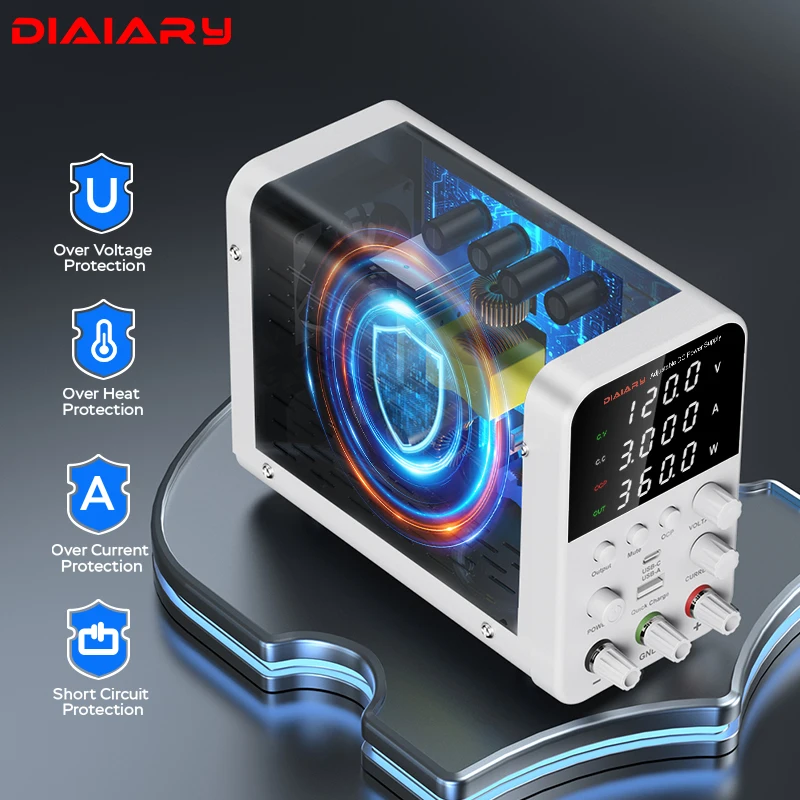 แหล่งจ่ายไฟแบบปรับได้ 30V 10A Lab แหล่งจ่ายไฟ Stabilized แหล่งจ่ายไฟแรงดันไฟฟ้า 110-220V 1