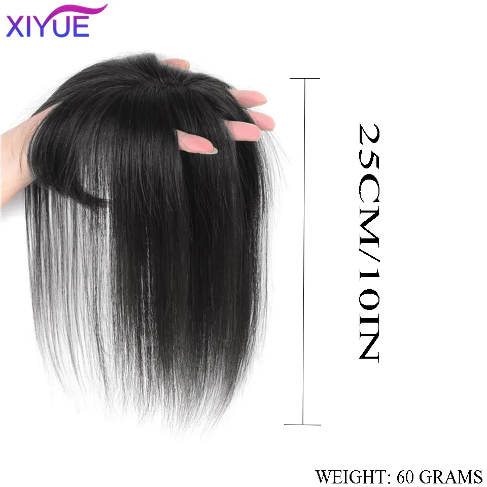 XIYUE 3D air bangs women's wig with synthetic fluffy natural hair patch on the top of the head