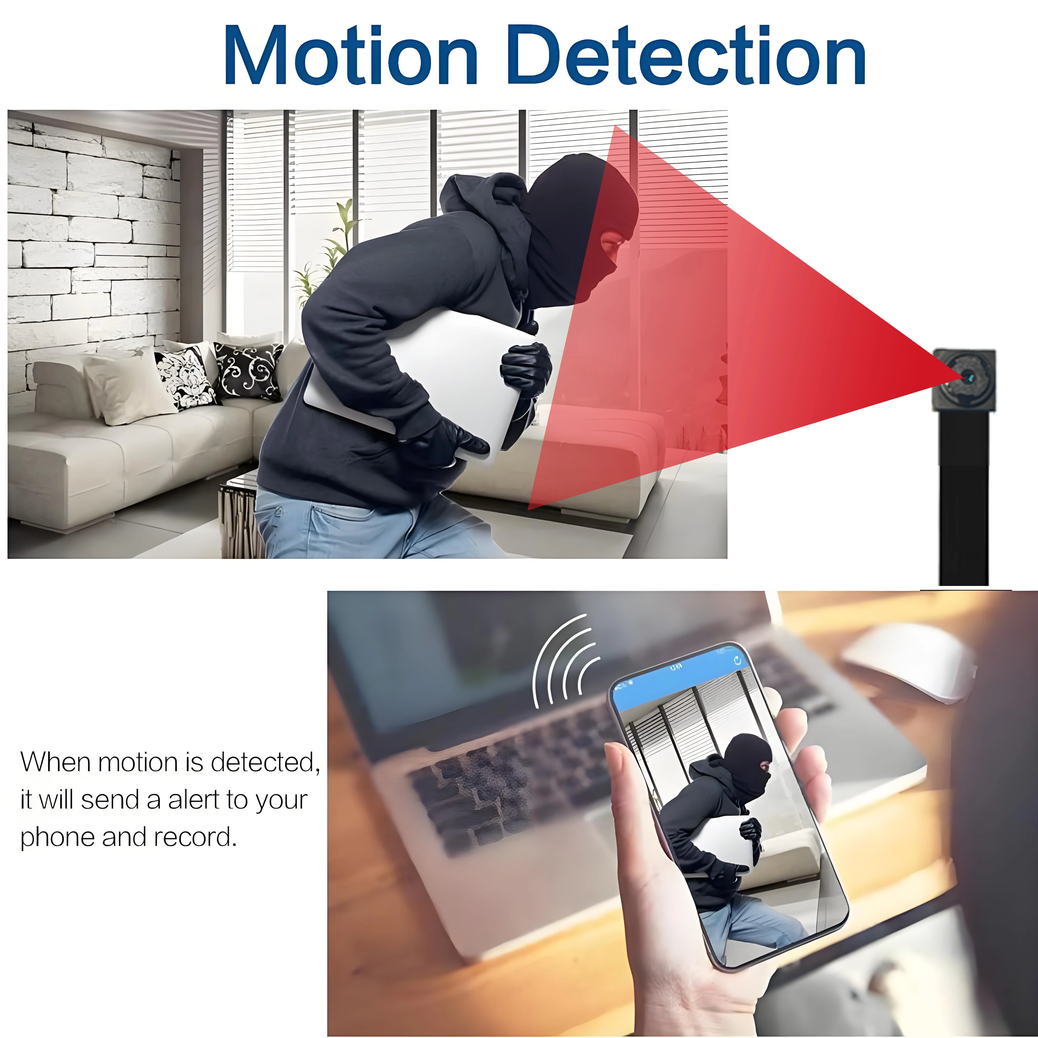 4KFHD, WIFI miniature camera, supports APP remote viewing, motion detection, loop storage, portable 1080P small camera 3