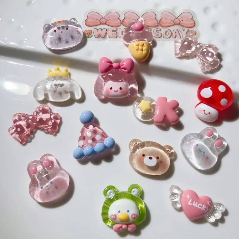 

10pcs Cute Cartoon Doll Resin Crafts Flat Back Jewelry DIY Jewelry Nail Art Mobile Phone Case Bracelet Hair Accessories Material