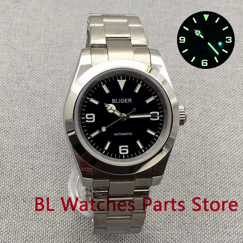 BLIGER 36mm/39mm NH35A Polished Automatic Men Watch 904LStanless Steel Bracelet MIYOTA PT5000 Movement Sapphire Crystal Luminous