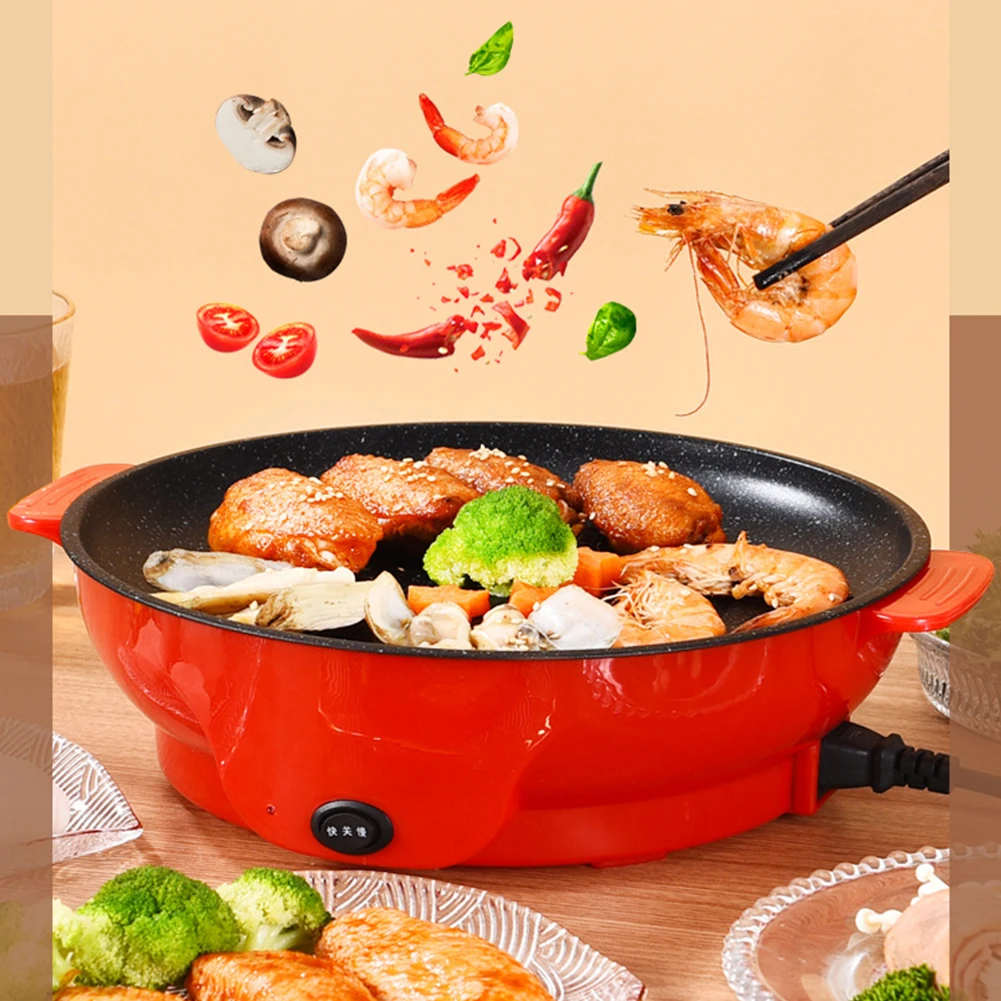Description Picture 5 of item22/26/30cm Electric Baking Pan Cooking Grill Pan with Non-Stick Inner Liner Fast Heating Baking Electric Skillet Kitchen Tool