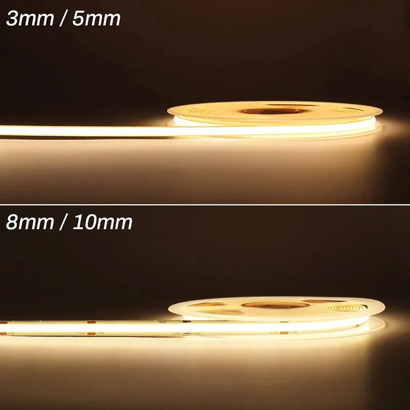 2.7Mm 울트라 좁은 Led 스트립 레드/블루 3V/5V 480Led 유연한 Cob 스트립 실내 캐비닛 옷장 선형 장식 조명 Usb 플러그