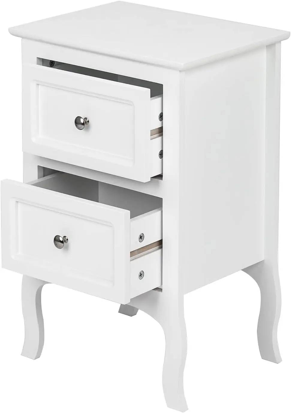 White Nightstand with 2 Drawers, Night Stands for Bedrooms, Small Bed Side Table/White Night Stand with drawers for Small