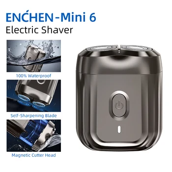 Enchen Rasoio elettrico Mini Rasoio Rasoio Macchina da barba Rasoi Regolabarba per uomo Impermeabile Rasoio professionale Comoda testina magnetica 2D - Mini 6 1