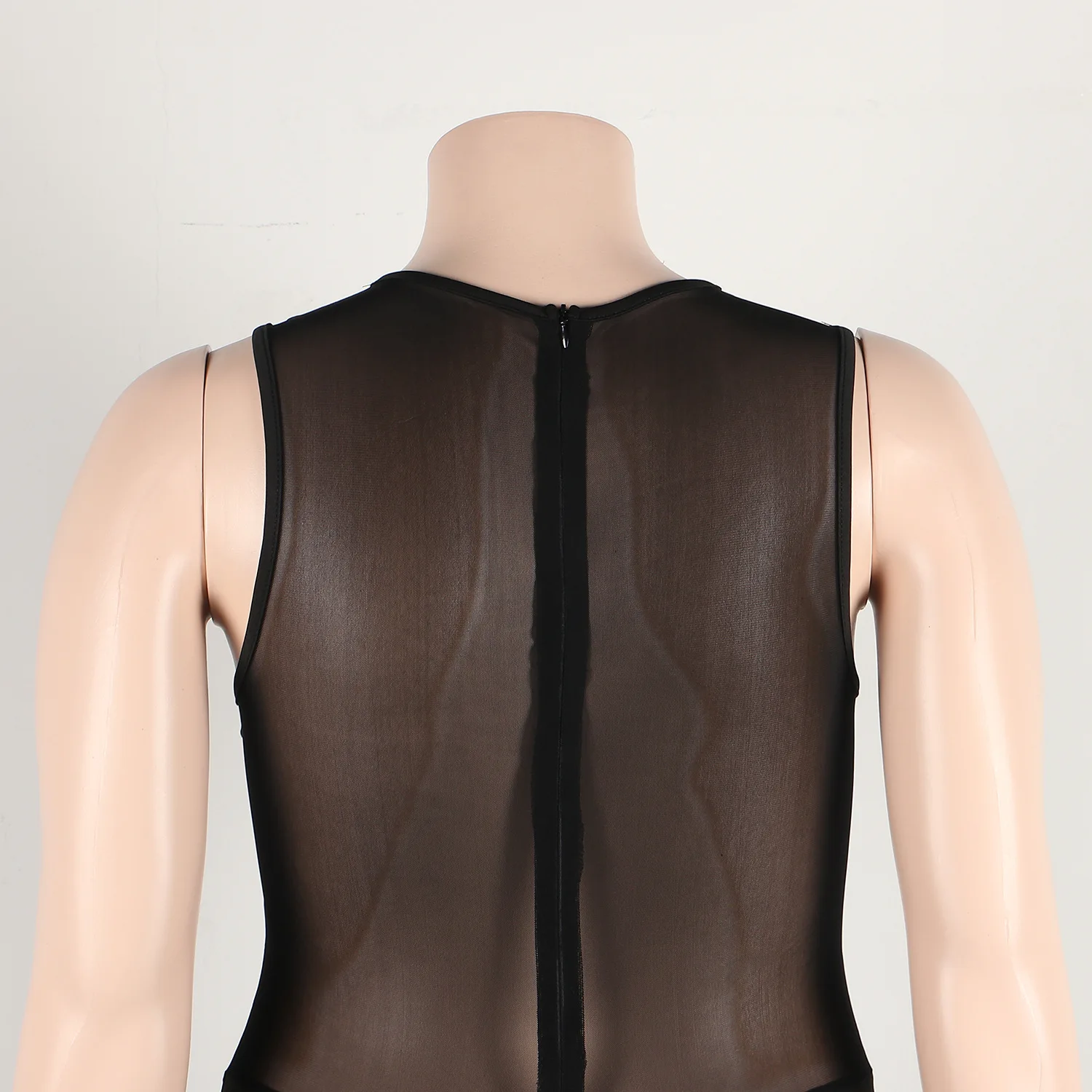 Plus Size Mesh Jumpsuit See Through Sleeveless One Piece Outfit Women Sexy Pencil Pants 2023 Summer Female Fashion Jumpsuits