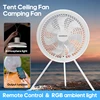 New 10000mA Large Size Outdoor Camping Fan High Wind Power Silent Circulator Fan with Remote Control Ambient Light Charge Output 1
