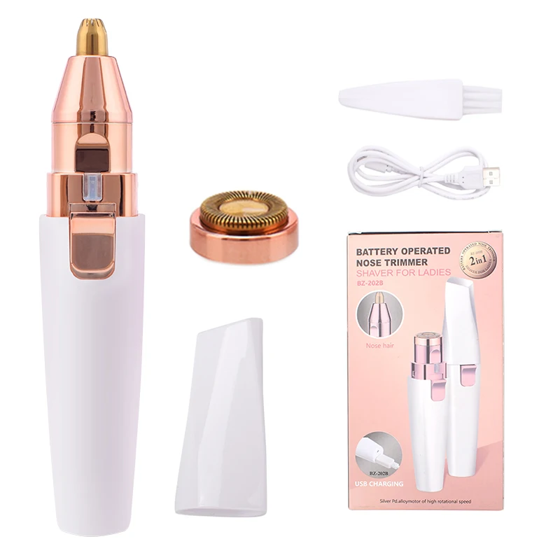 Electric Eyebrow Trimmer 2 In 1 USB Rechargeable hair remover women shaver LED light Epilator Razor