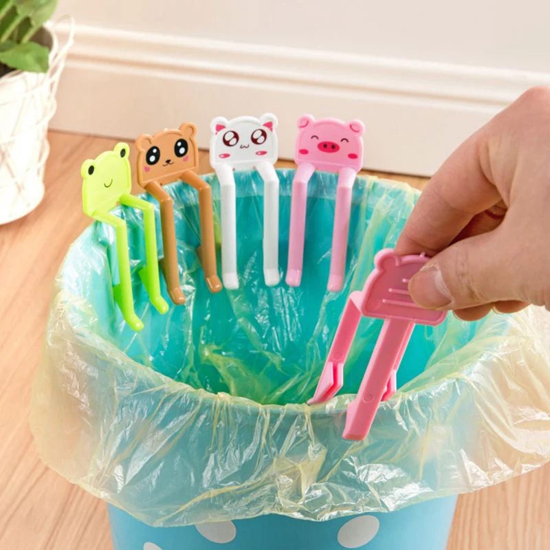 

2Pcs/set Lovely Cartoon Animal Practical Trash Can Clamp Holder Rubbish Clip Plastic Garbage Bag Clip Fixed Waste Bin Bag