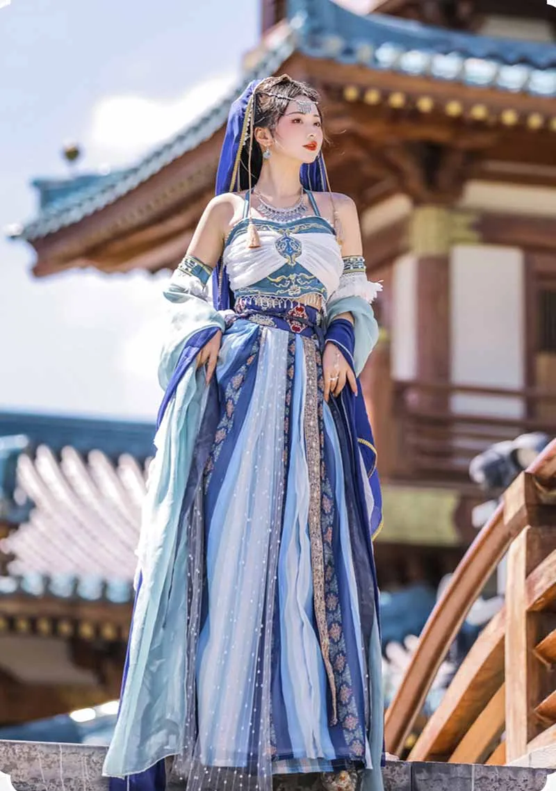 Folk Dance Costumes Dongxiang Salar Hui dance dress female adult Ning  minority Muslim festival worship dress