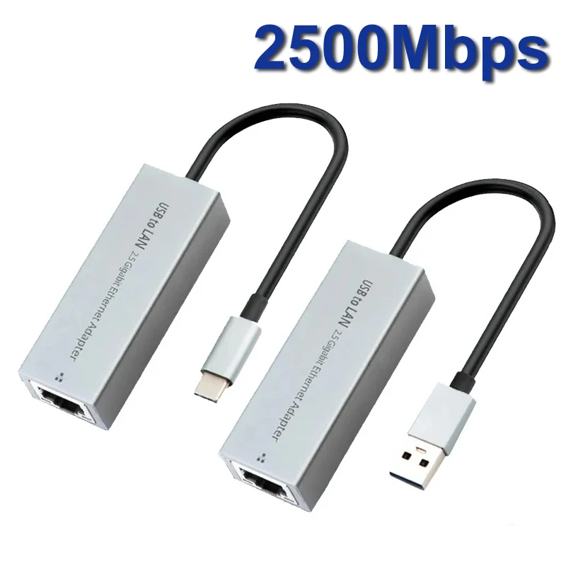 Adattatore Di Rete Usb Da 2500Mbps Adattatore Ethernet Usb 3.0 2.5Gbps Gigabit Lan Scheda Di Rete Da Usb C A Rj45 Per Laptop Windows 7/8/10