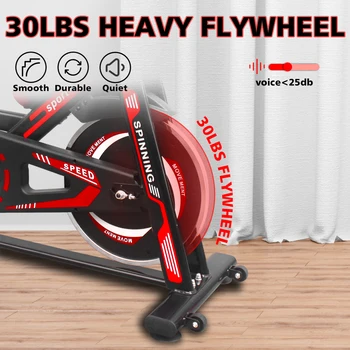 Indoor Exercise Bike Cycling Bike with Comfortable Seat Cushion Black+Red 6