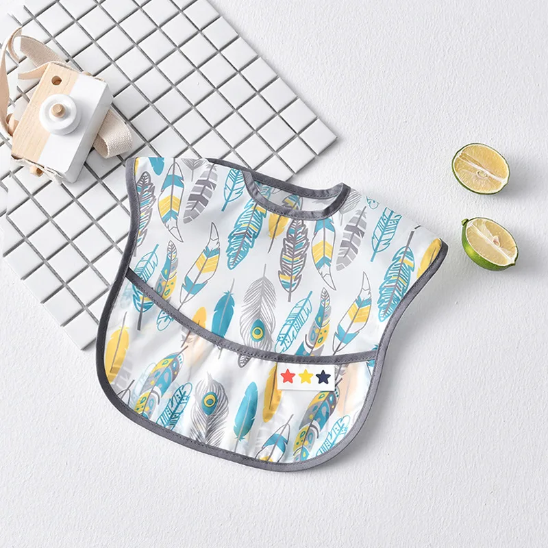 Waterproof Baby Bibs Cartoon Newborns Kids Burp Cloth Art Smock Feeding Bib Apron Pocket Infant Toddler Boys Girls Saliva Towel 3