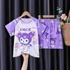 Girls' Pajamas Summer Short Sleeved Casual Two-piece Set Cartoon Cute  Anime Kuromi Cinnamoroll Children Short Sleeved Set 1