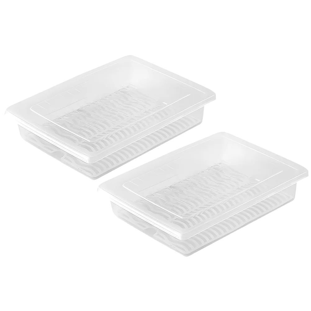 

2 Pcs Fridge Storage Containers Bacon Cottage Cheese with Fruit for Refrigerator Lid Organizer Seafood