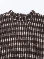 Nlzgmsj 2025 Vintage Chic Brown Plaid Shirts Women Long Sleeve Blouses Fold Fashion Casual Elegant Women Tops Y2k - Image 4