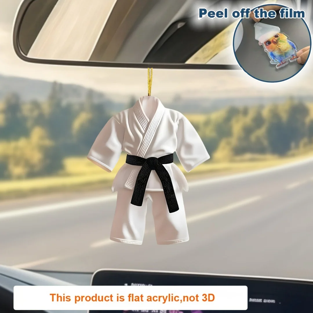 Taekwondo Suit Pendant Keychain Sports Themed 2D Flat Acrylic Ornament Charm Hanging Decoration for Car Bags Festive Party Gift