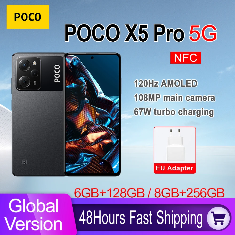  POCO X5 Pro 5G Global Version Smartphone 128GB/256GB NFC Snapdragon 778G 120Hz Flow AMOLED DotDisplay 67W 108MP Camera 