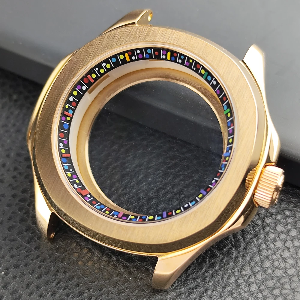 Sleek Silver Steel Watch Case with Sapphire Glass and Seal Ring, 39.5mm
