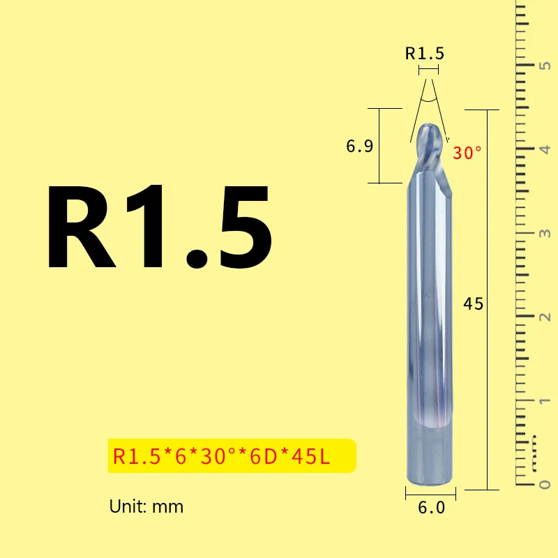 Taper Ball Nose End Mill 30° 20° 6 Shank Tungsten Steel Ball End Milling Cutter CNC Aluminum Woodworking Engraving Bit slab milling cutter Machine Tools & Accessories