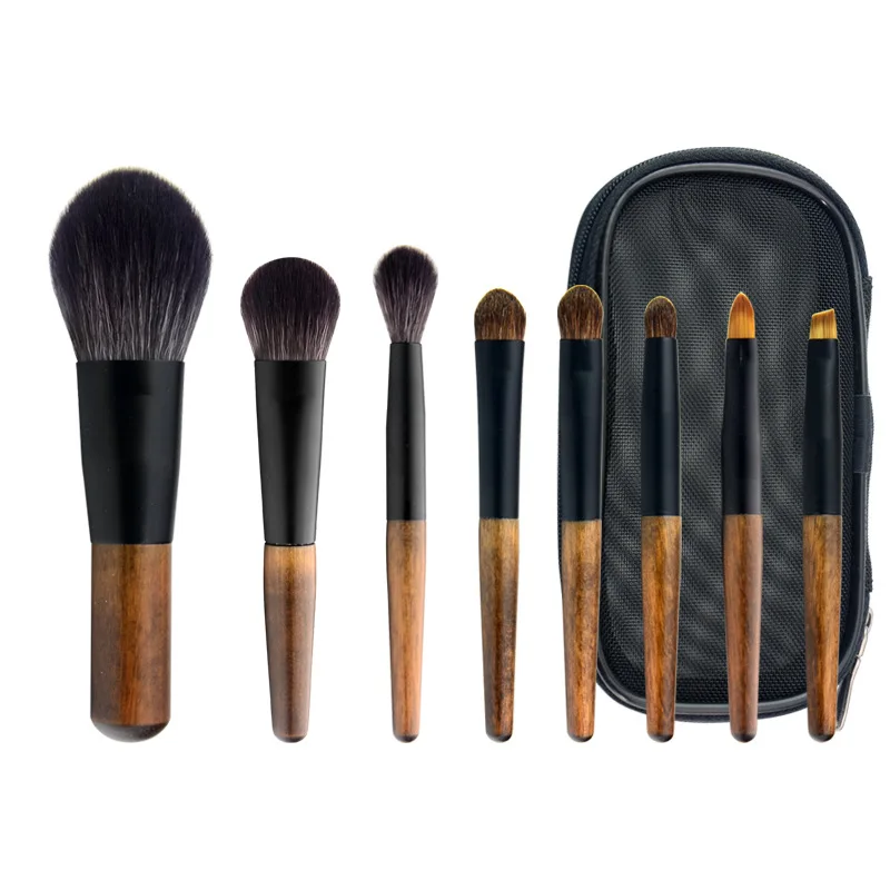 8 Pcs Mini Soft Wooden Makeup Brush Set - Powder,Stippling,Eyeshadow,Blush,Highlighter,Contour,Blending Brushes 29 8 Pcs Mini Soft Wooden Makeup Brush Set - Powder,Stippling,Eyeshadow,Blush,Highlighter,Contour,Blending Brushes