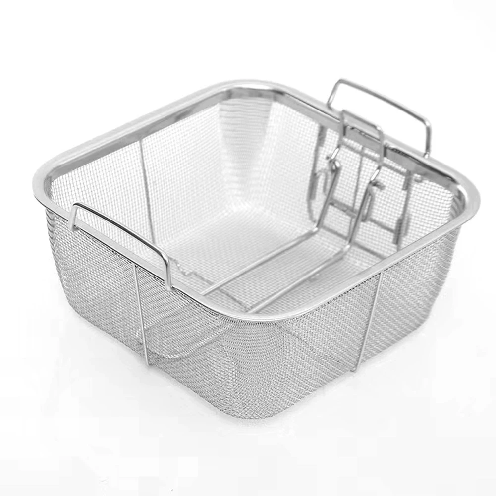 French Chip Frying Strainer Basket Stainless Steel Deep Fry Basket Kitchen Square Fryer Wire