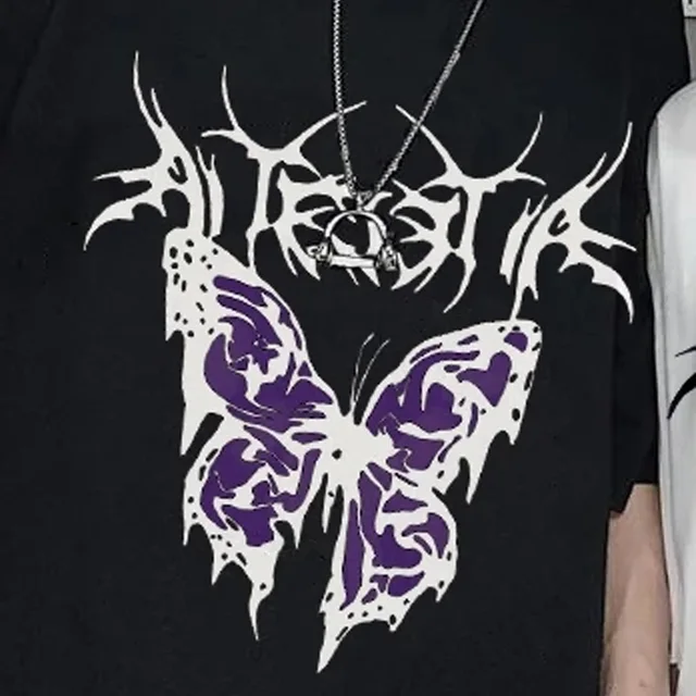 Harajuku Oversized T-Shirt Women Aesthetic Unisex Short-sleeved T-shirts Streetwear Vintage Shirt Clothes Punk Butterfly T Shirt 2