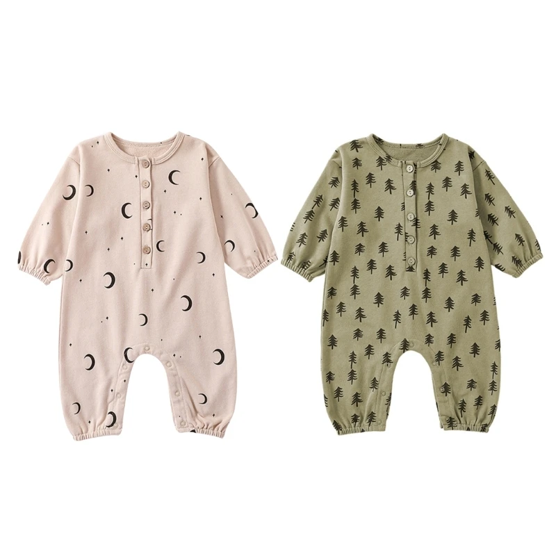 

Autumn Rompers Long Sleeved Baby Bodysuit Cartoon Print Infant Coveralls Clothes