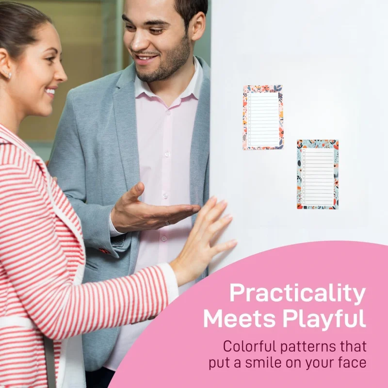 Floral Pattern Magnetic Fridge Notepad Portable Tear-off Memo Pad Shopping List Home Kitchen Office Planner 1pc