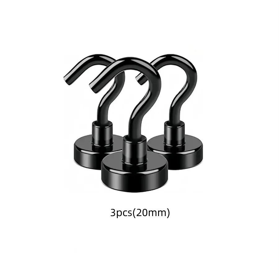3/6/9 шт. Чорний магнітний гачок 50 фунтів, сильний неодимовий магнітний гачок для підвішування, магніт із гачком для круїзання, барбекю, дому, кухні