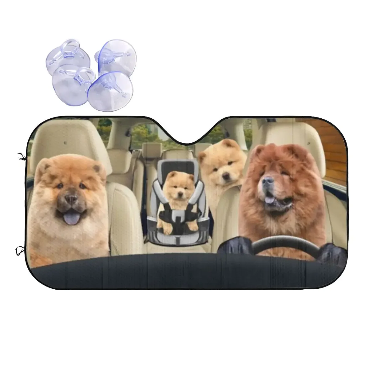 

Cute Dogs Driver Sunshade Windscreen Animals Vintage Car Front Window Visor 70x130cm Car Window Windscreen Cover Car-covers