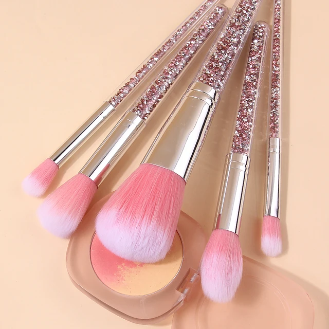 41759-d3b005.jpg 8-piece powder diamond handle makeup brush set & soft triangular powder puff / sponge egg / round facial cleansing pad tools