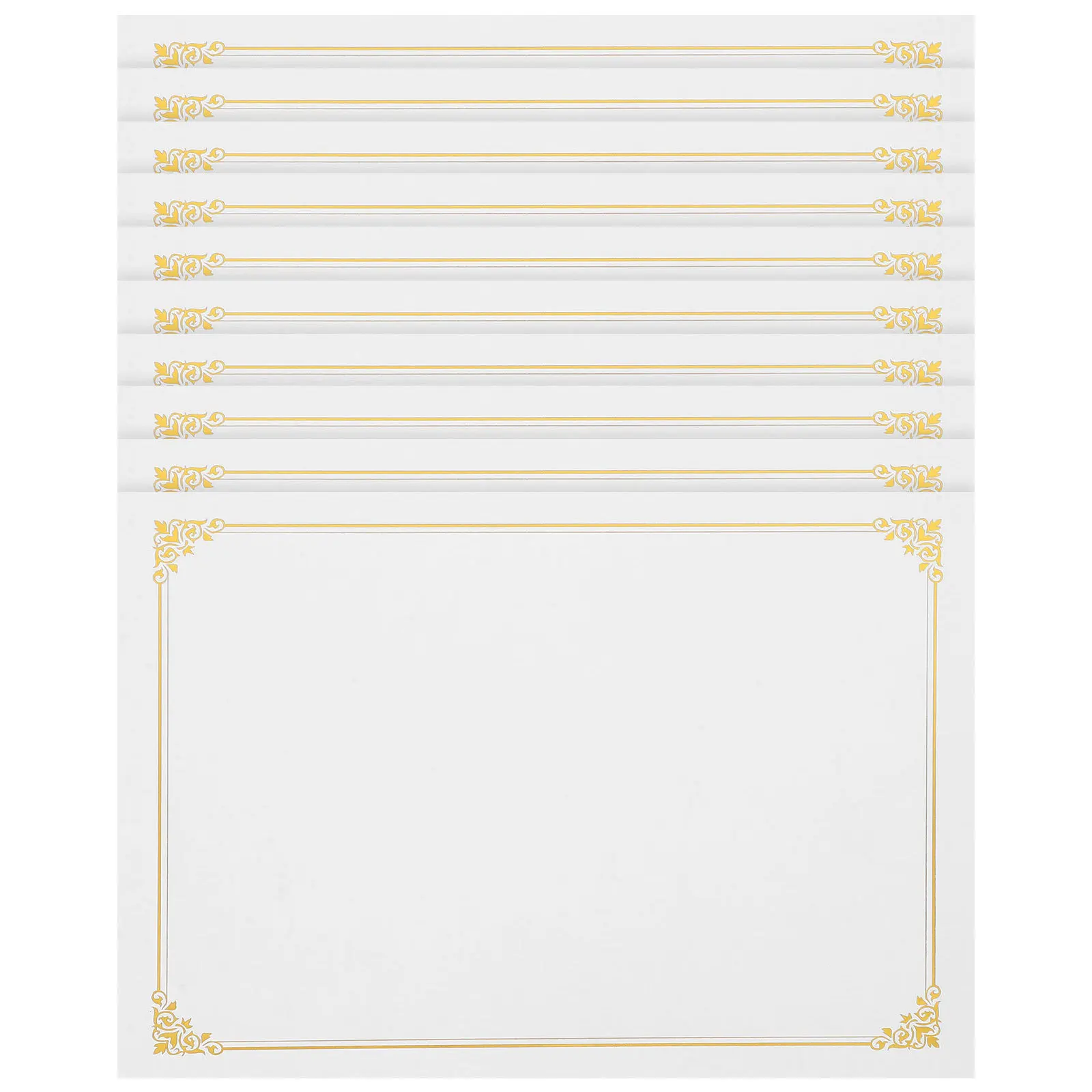 10개입 금박 빈 증서 용지 A4 디플로마 용지 인쇄 가능한 상장 용지 두꺼운 매끄러운 필기 용지 인정서용