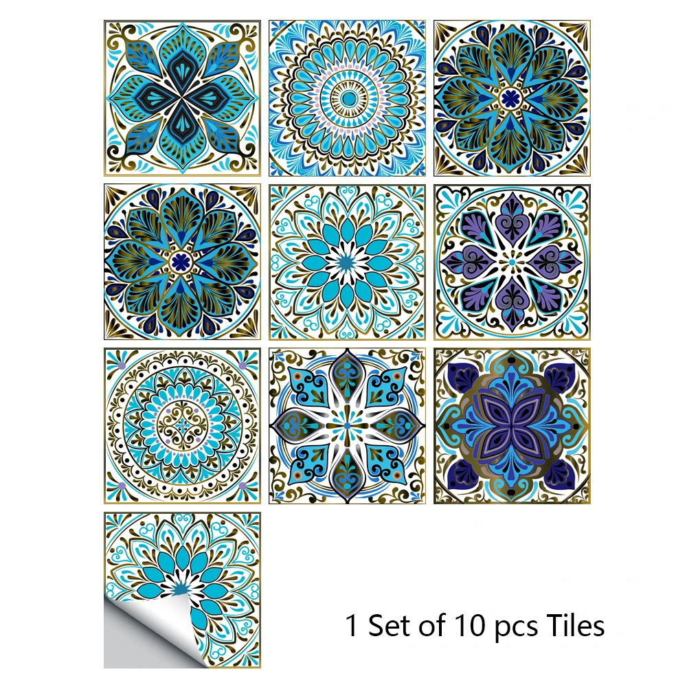 thumbnail image 1 of 10 piezas de azulejos con patrón de mármol dorado de estilo americano, pegatinas para pared artísticas impermeables para cocina, a prueba de aceite y salpicaduras, 1 of 5