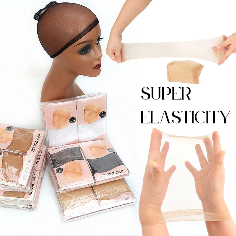 Wholesale 10Pack Invisible HD Wig Cap For Lace Front Wig Transparent Wig Cap Black White Brown Beige Stocking Wig Caps For Women 3