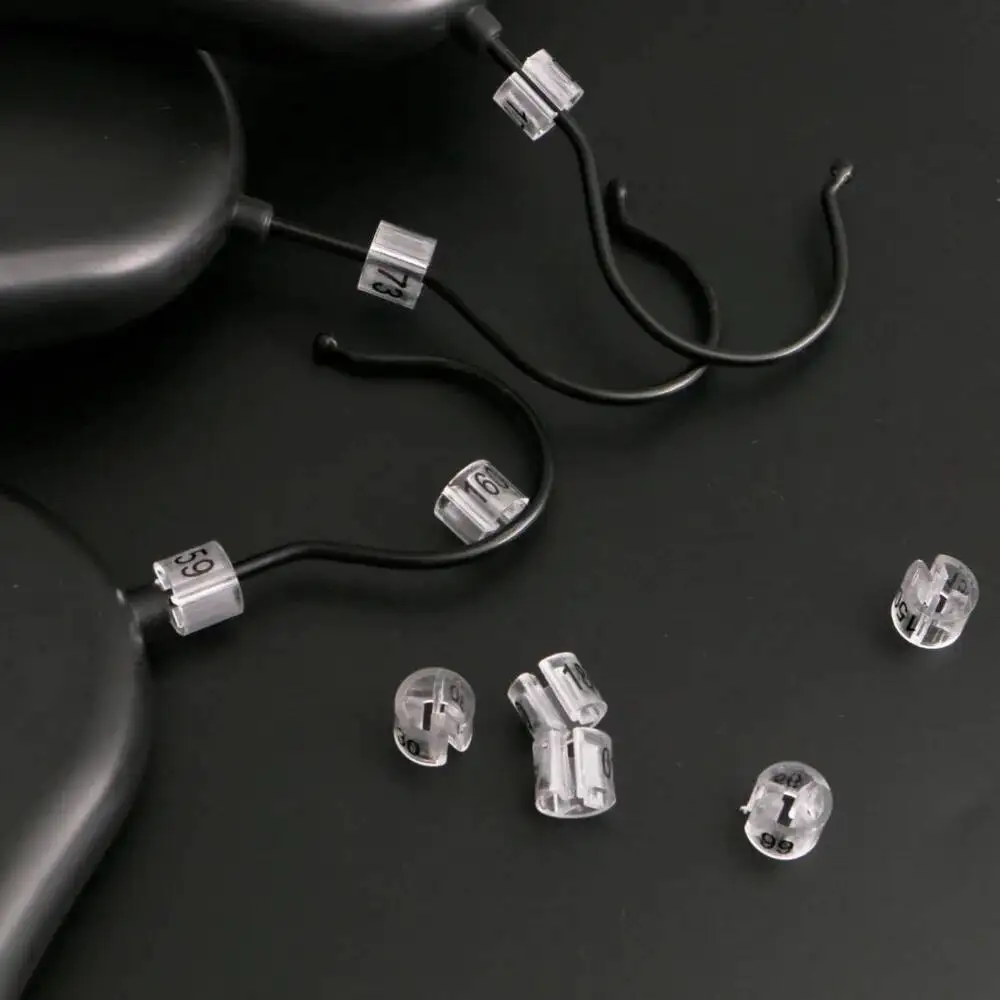 100 Stück Kunststoff-Zahlenmarkierungen, Größenetiketten auf der Garmen, transparenter Clip – Detail 3