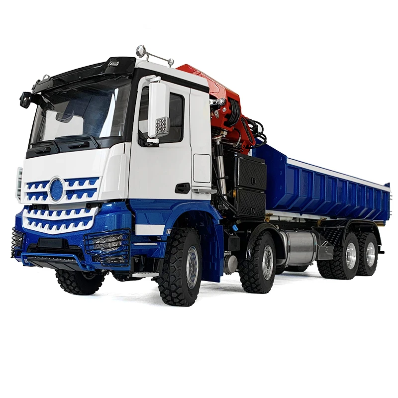 RCLESU 1/14 Truck remote control model Metal toy ro-ro truck crane full unloading paint RTR 3