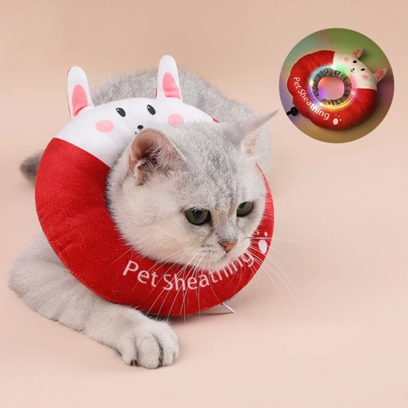 

Adjustable Cat Recovery Collar Soft Cone for Cats Wound Healing After Surgery Cone with Led Light Strip for Small Dogs