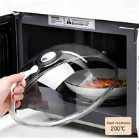 Couvercle anti-éclaboussures pour micro-ondes, résistant aux hautes températures, couvercle de protection Transparent pour chauffage des aliments avec évent et poignée de vapeur 4