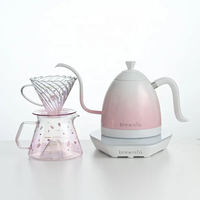 Brewista 600ml drip coffee pour over Gooseneck Electric digital Kettle with wood handle 4