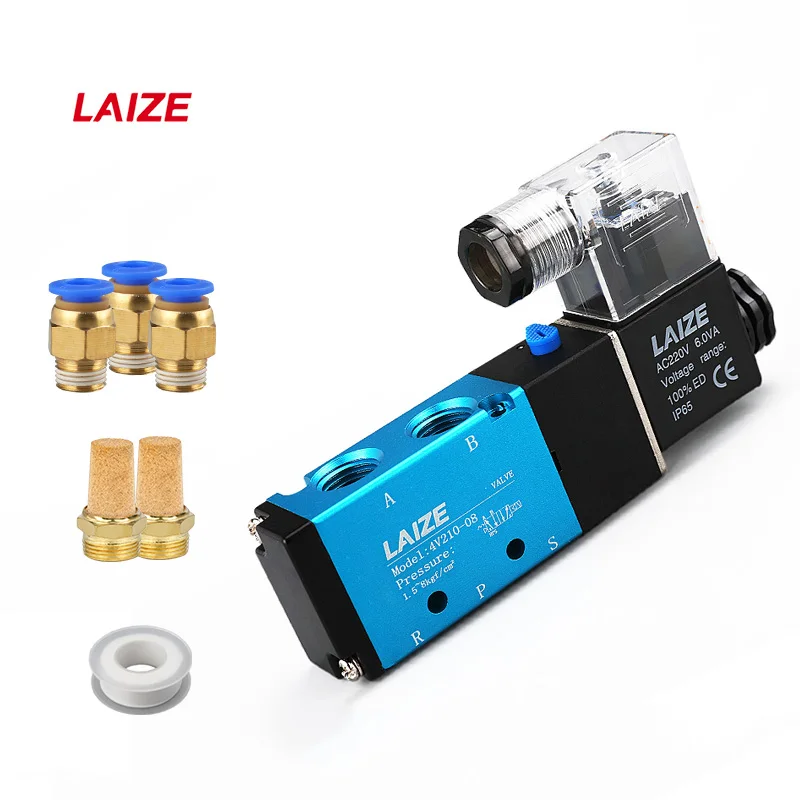 Laize-válvula Solenóide Pneumática Air Tac tipo Port Single Coil Operado por Piloto Elétrica Way 4v21008 4v31010