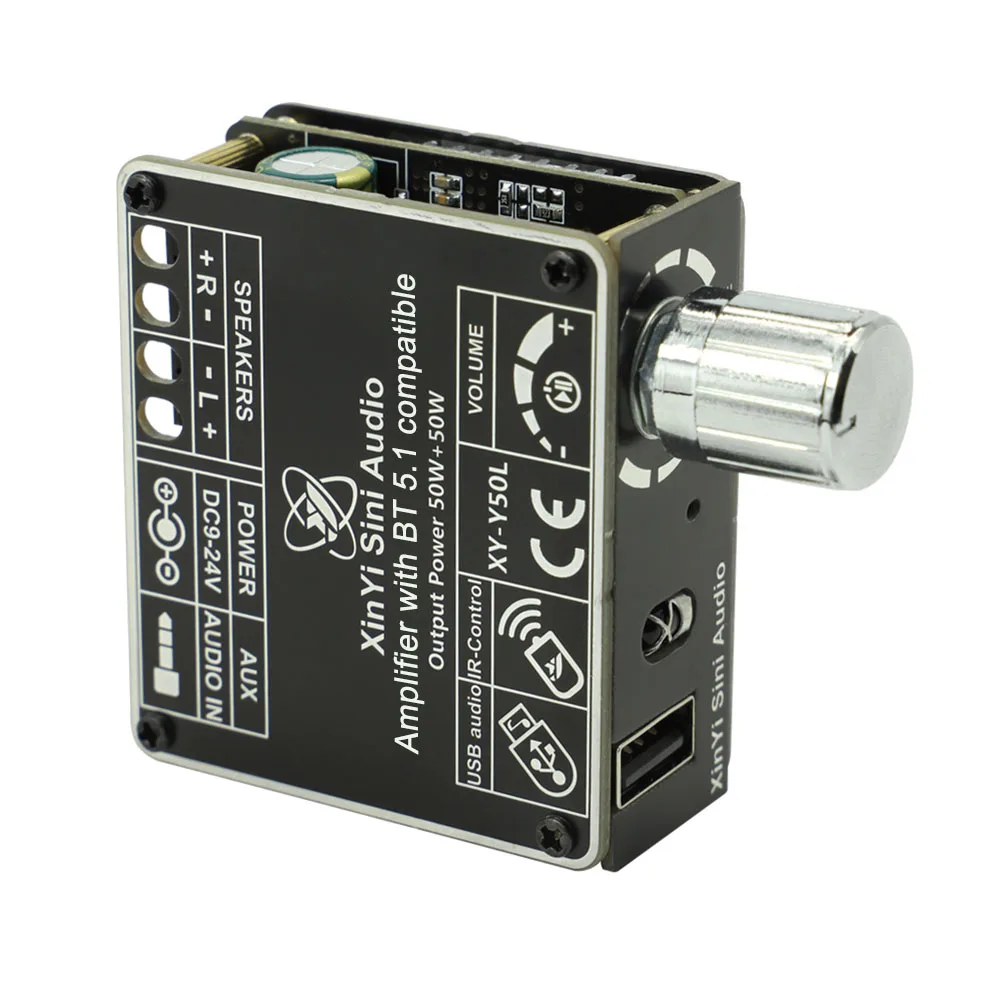 XY-Y50L 디지털 전력 증폭기 모듈, 블루투스 호환, 5.1 AUX USB, 듀얼 채널 적외선 리모컨