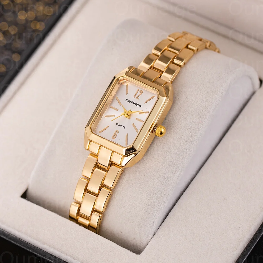 Luxury Top Brand Gold Watches Women Elegant Small Square Dial Ladies Quartz Watch Simple Fashion Female Clock zegarek damski 3