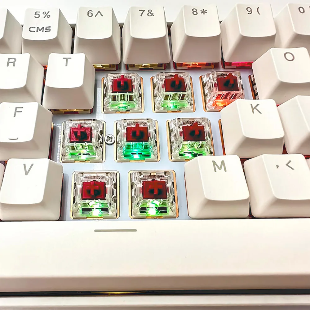 Enhanced Wine Red Mechanical Keyboard Linear Switch - POM Transparent RGB Custom DIY 3-Pin Switches