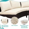 5-Piece Half Moon Outdoor Sectional Sofa Set,Cushions and Half-Moon Tempered Glass Table, Patio All-Weather PE Wicker Furniture 4