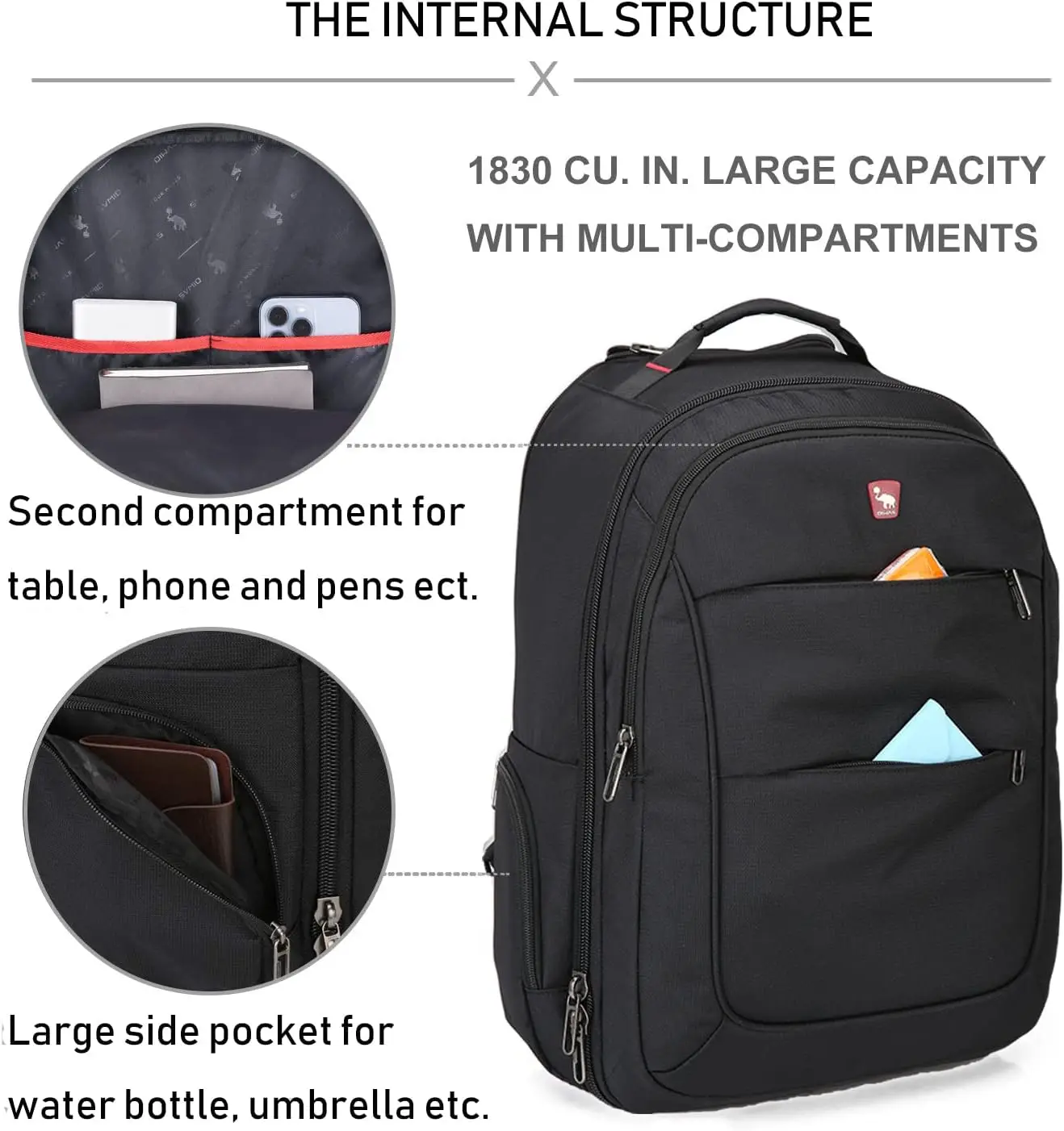 OIWAS-Mochila de Bagagem para Homens, Trolley Bag com Rodas, Mochila de Rodas Empresarial, Cabine de Mão