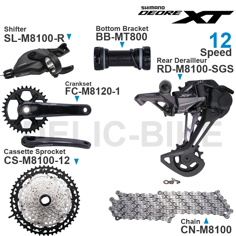 Shimano Deore Xt M8100 12 Speed Groupset Shifter Rd-M8100 Cs Cn Deragliatore Posteriore Cassetta 10-51T M8120 M6100 Guarnitura Mtb Bike