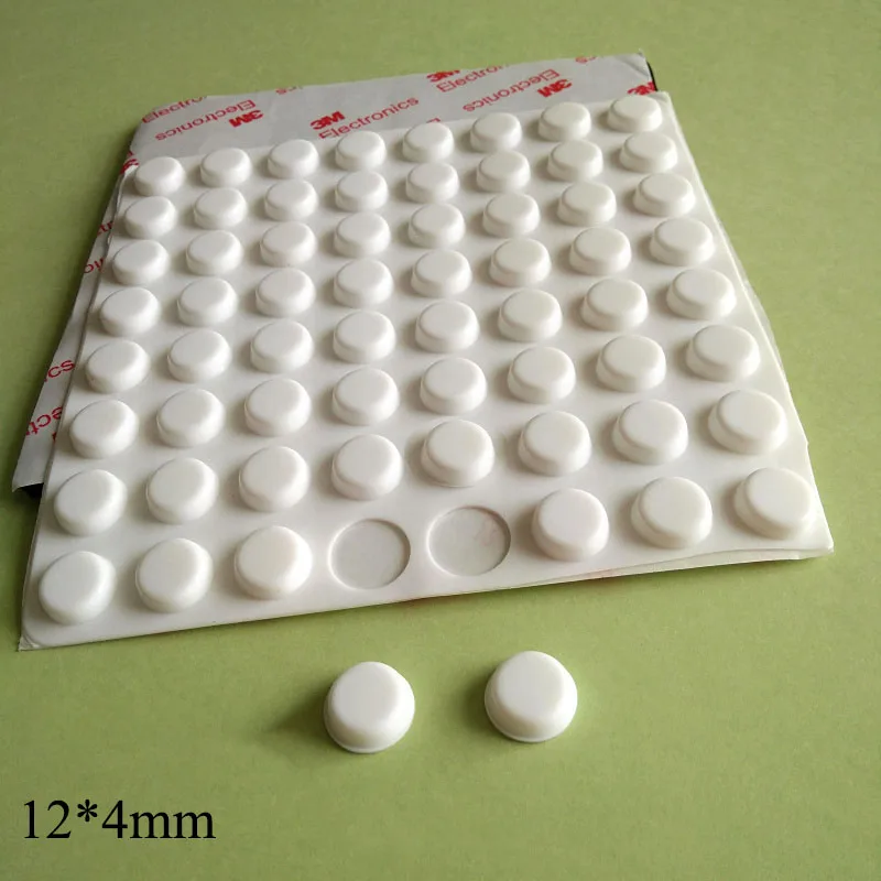 64Pcs 12*4Mm White Furniture Protection Shockproof Silicone Rubber Bumper Feet Pads Anti Slip Silicone Rubber Feed Pads