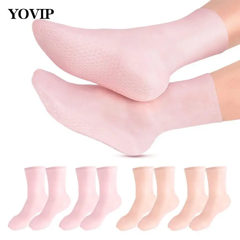 1pár noha pleť péče ruka chrániče anti krakování lázeňského domácí použít nohou péče dlouhé gel ponožky hydratační silikon gel ponožky