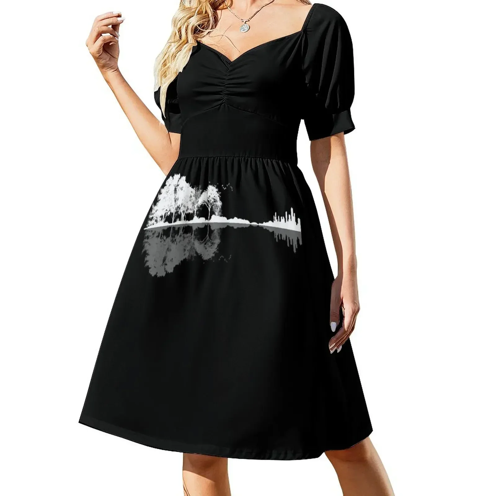 thumbnail image 1 of Vestido de manga corta con diseño de guitarra natural, vestidos de noche para mujer, vestidos de fiesta de noche con mangas largas, 1 of 8